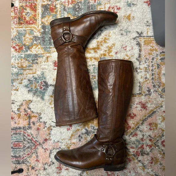 Frye Back Zip Leather Harness Boot - Picture 5 of 10